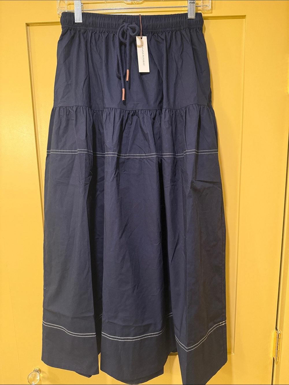 Banana Republic Navy Tiered Maxi Skirt with Drawstring Waist